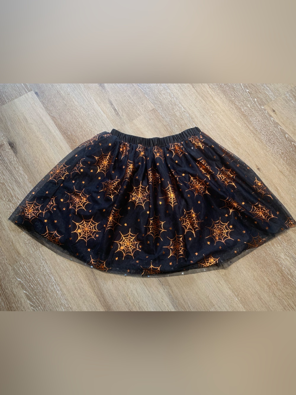 Wonder Nation Black and Orange Tulle Skirt Girls Halloween Witch Skirt Size L